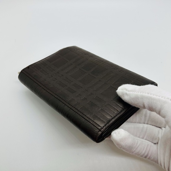 Burberry Check Brown Leather Women's Wallet Authentic - Picture 8 of 10